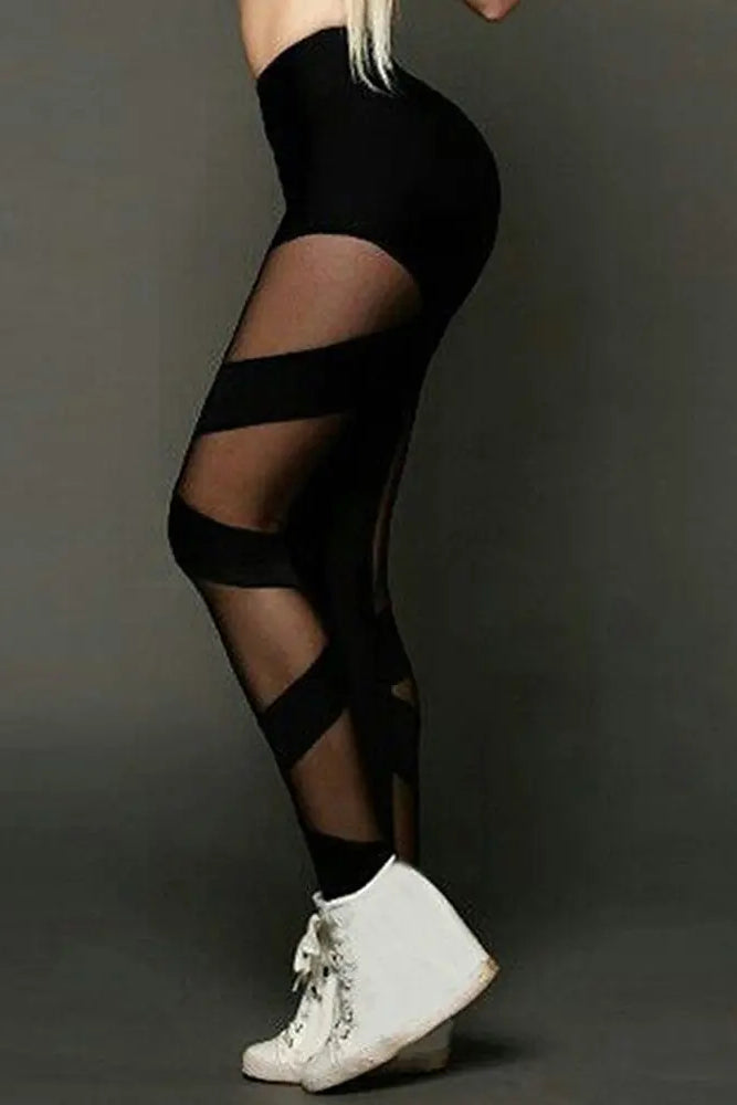 Sheer Mesh High Waist Skinny Leggings