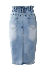 Button Fly High Waist Denim Skirt