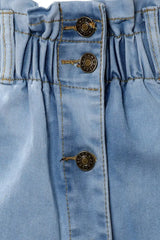 Button Fly High Waist Denim Skirt