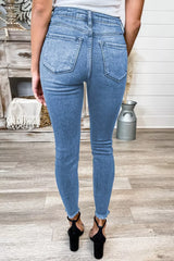 High Rise Frayed Ankle Skinny Jeans