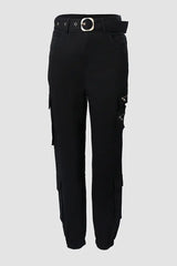 Zip Pocket Design High Waist Cargo Pants