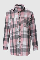 Plaid Print Long Sleeve Button Down Shacket