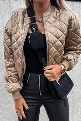 Quilted Long Sleeve Zipper Design Puffer Jacket