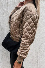 Quilted Long Sleeve Zipper Design Puffer Jacket