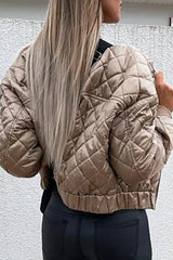 Quilted Long Sleeve Zipper Design Puffer Jacket