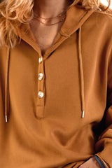 Oufeir Buttoned Hooded Long Sleeve Sweatshirts