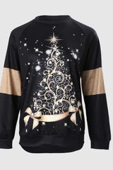 Christmas Tree Print Long Sleeve Sweatshirt