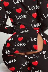 Heart Letter Print Functional Buttoned Flap Sleep Onesie