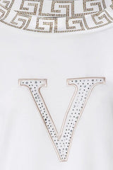 Rhinestone Letter Long Sleeve Casual Top