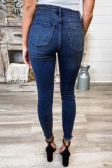 High Rise Frayed Ankle Skinny Jeans