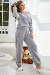 Long Sleeve Fluffy Pajamas Set