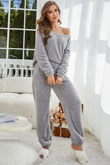 Long Sleeve Fluffy Pajamas Set