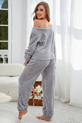 Long Sleeve Fluffy Pajamas Set