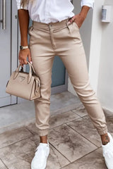 Pocket Button Design High Waist Casual Pants