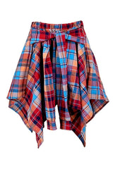 Plaid Print Tied Detail Asymmetrical Skirt