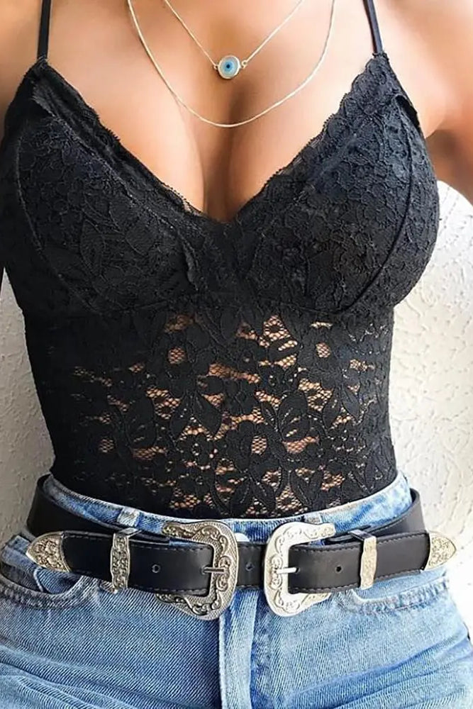 Spaghetti Strap Crochet Lace Cami Top