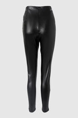 PU Leather O-Ring Decor Skinny Pants