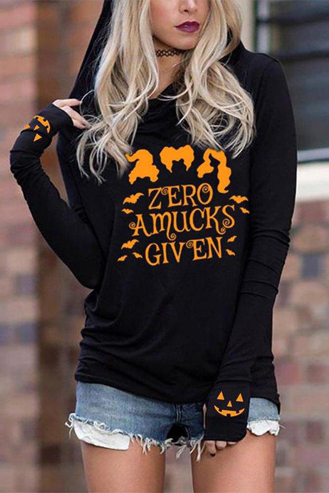 Halloween Graphic Letter Print Long Sleeve Hoodie