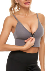 Plain Zipper Front Sports Bra