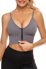 Plain Zipper Front Sports Bra