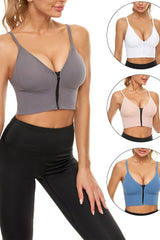 Plain Zipper Front Sports Bra