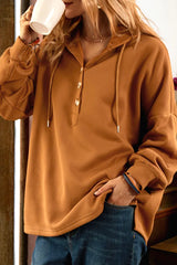 Oufeir Buttoned Hooded Long Sleeve Sweatshirts