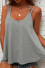 Double Strap Buttoned Criss Cross Tank Top