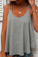 Double Strap Buttoned Criss Cross Tank Top