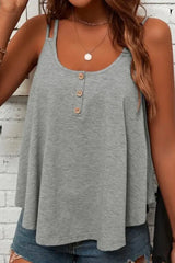 Double Strap Buttoned Criss Cross Tank Top