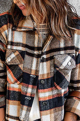 Plaid Print Long Sleeve Button Down Shacket