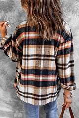 Plaid Print Long Sleeve Button Down Shacket