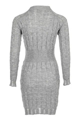 O Neck Long Sleeve Bodycon Braided Sweater Dress