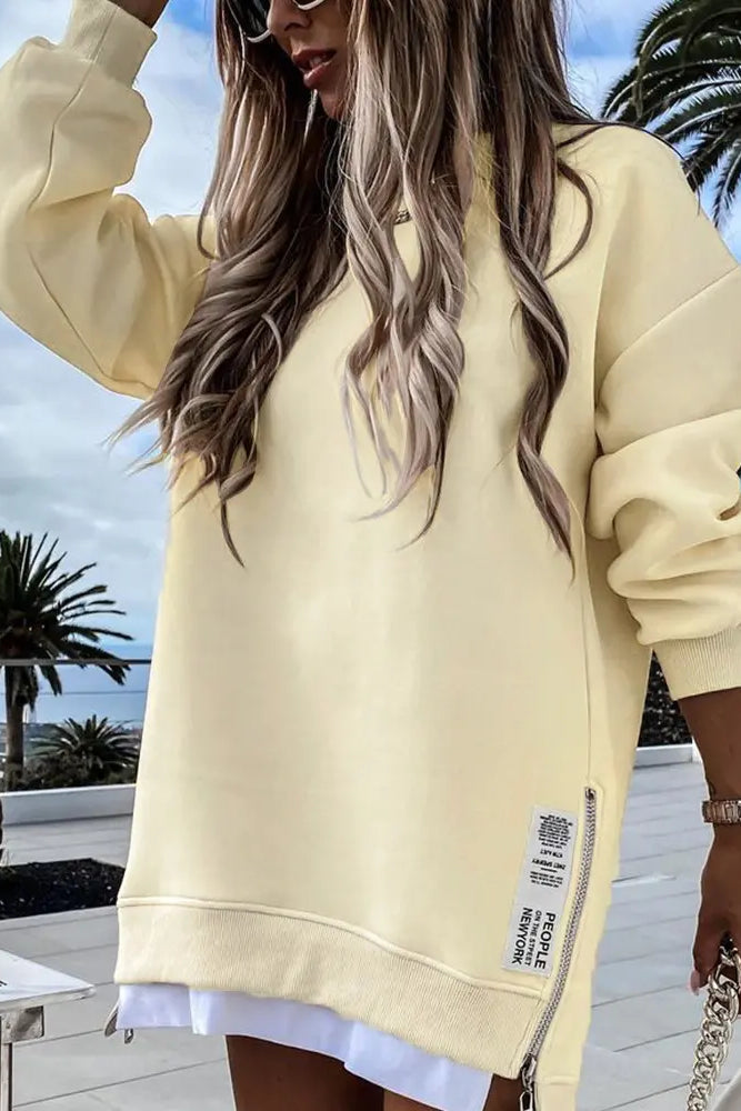 Long Sleeve Zipper Design Sweatshirt Dress