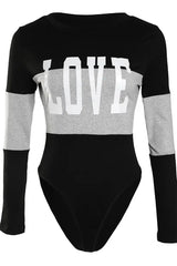 Letter Print Long Sleeve Skinny Bodysuit