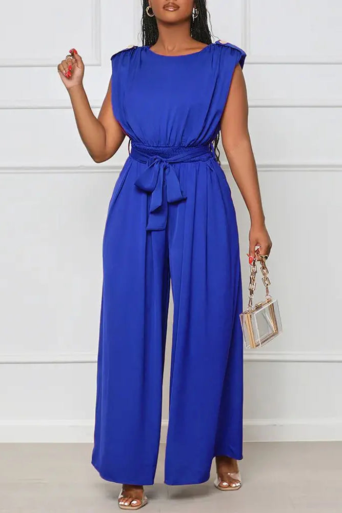 Sleeveless Wide Leg Work Jumpsuit