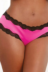 Lace-up Back Contrast Lace Breathable Panty