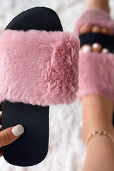 One Strap Platform Fuzzy Slippers