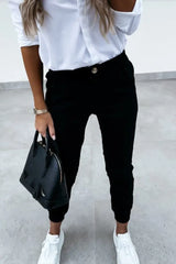 Pocket Button Design High Waist Casual Pants