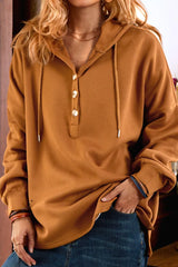 Oufeir Buttoned Hooded Long Sleeve Sweatshirts