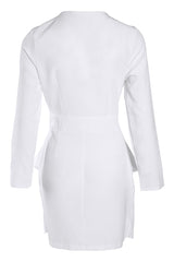 Long Sleeve Plunge Ruched Party Dress