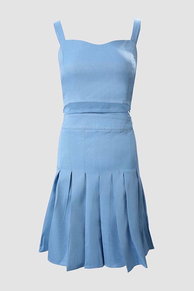 V-Neck Cami Top & Pleated Work Skirt Set