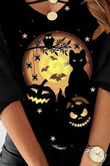 Halloween Graphic Print Crisscross Long Sleeve Top