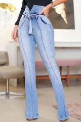 High Waist Tied Detail Bootcut Jeans