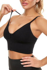 Plain Zipper Front Sports Bra