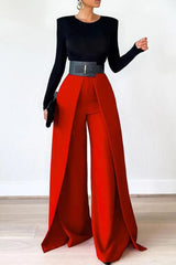 High Waist Plain Flared Pants