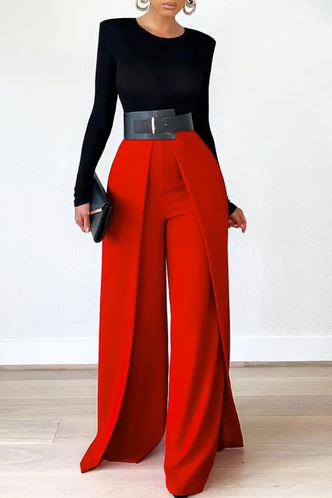 High Waist Plain Flared Pants