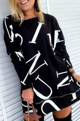 Letter Print Long Sleeve Casual Sweatshirt