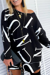 Letter Print Long Sleeve Casual Sweatshirt