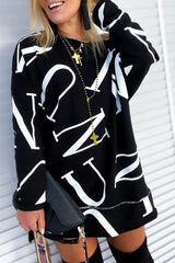 Letter Print Long Sleeve Casual Sweatshirt