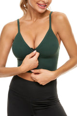 Plain Zipper Front Sports Bra